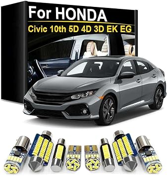 LED Interior Light Kit, for Honda Civic 10th Gen 5D 4D 3D EK EG 1992-2010 2012 2013 2014 2015 2016 2017 2018 2019 2020