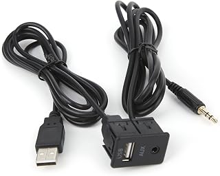 AUX USB Cable, Dioche 3.5mm AUX Extension Cable Adapter Flush Mount USB Port Headphone Jack Panel Mounting for Car Boat