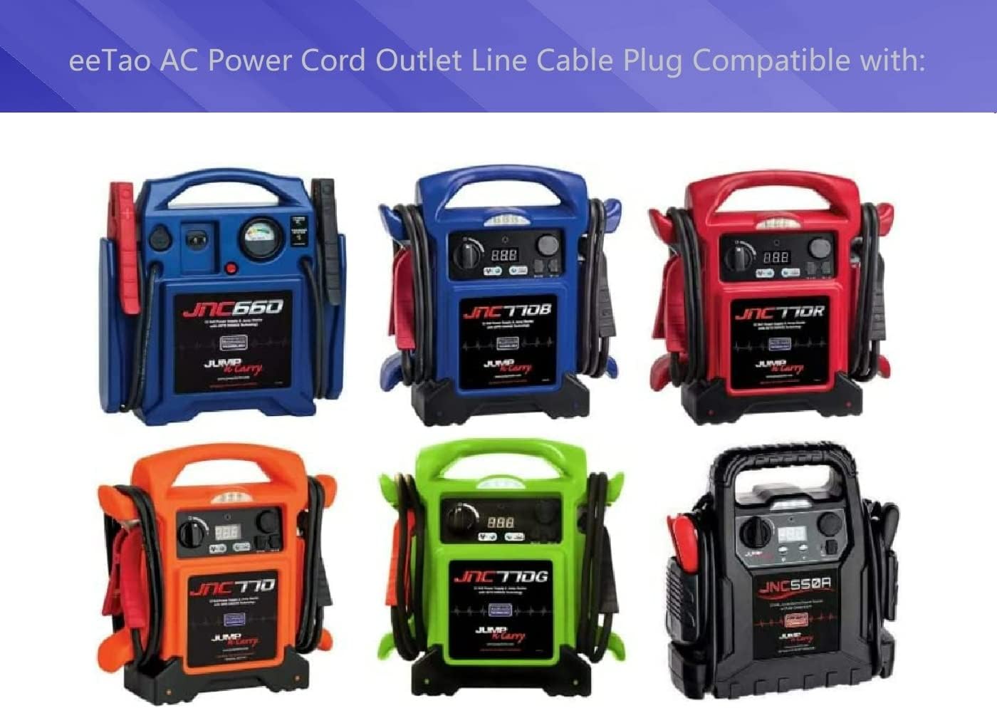 6 Feet AC Power Charging Cord Charger Cable Compatible with Jump-N-Carry JNC350 JNC660 EverStart MAXX 1200 JNCAIR JNC770 12V Jump Starter 1700 A JNCXF JNC 350 600C AIR 770 KKC 660 Cable (1)