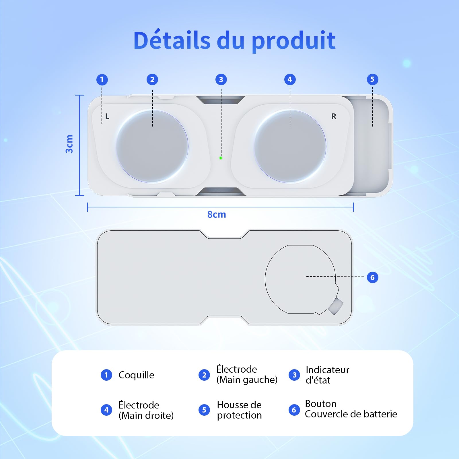 Moniteur ECG mobile, appareil ECG personnel, détecte la fibrillation auriculaire, la bradycardie ou la tachycardie en 30 secondes, moniteur de fréquence cardiaque, application pour iOS/Android