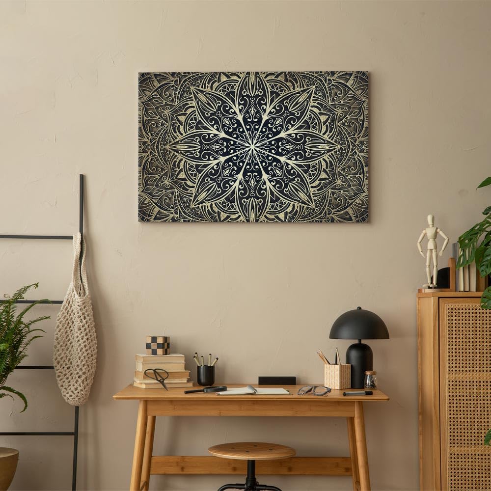 murando Quadro Mandala 120x80 cm 1 Pezzo - Stampa su Tela Strutturata XXL Grande - Quadri Moderni Soggiorno Grandi - Stampe da Parete Murale Arte Moderno Pittura - Orient Zen Spa f-A-0637-b-b
