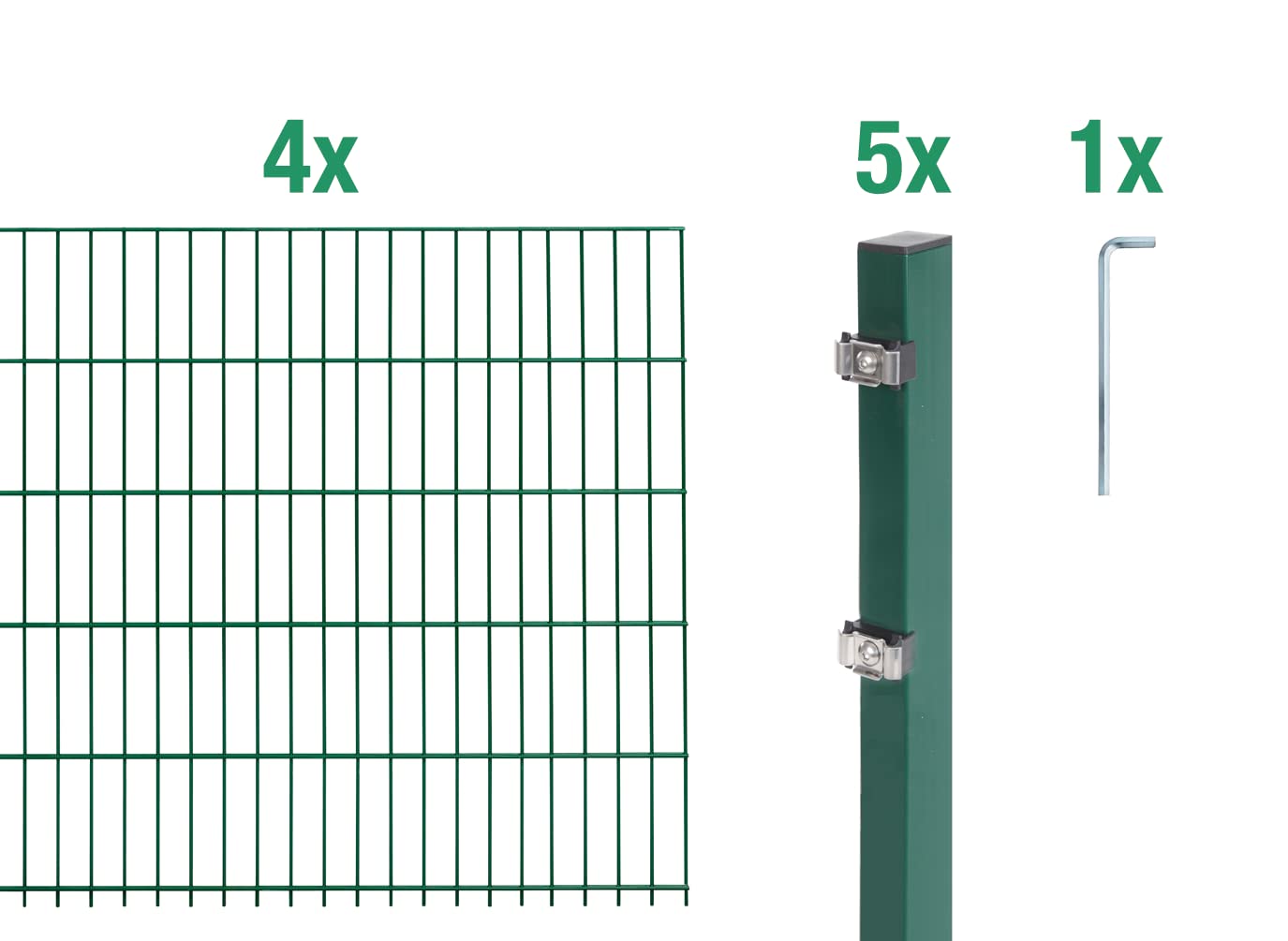 Alberts 654399 Doppelstabmattenzaun als 10 tlg. Zaun-Komplettset | verschiedene Längen und Höhen | kunststoffbeschichtet, grün | Höhe 160 cm | Länge 8 m
