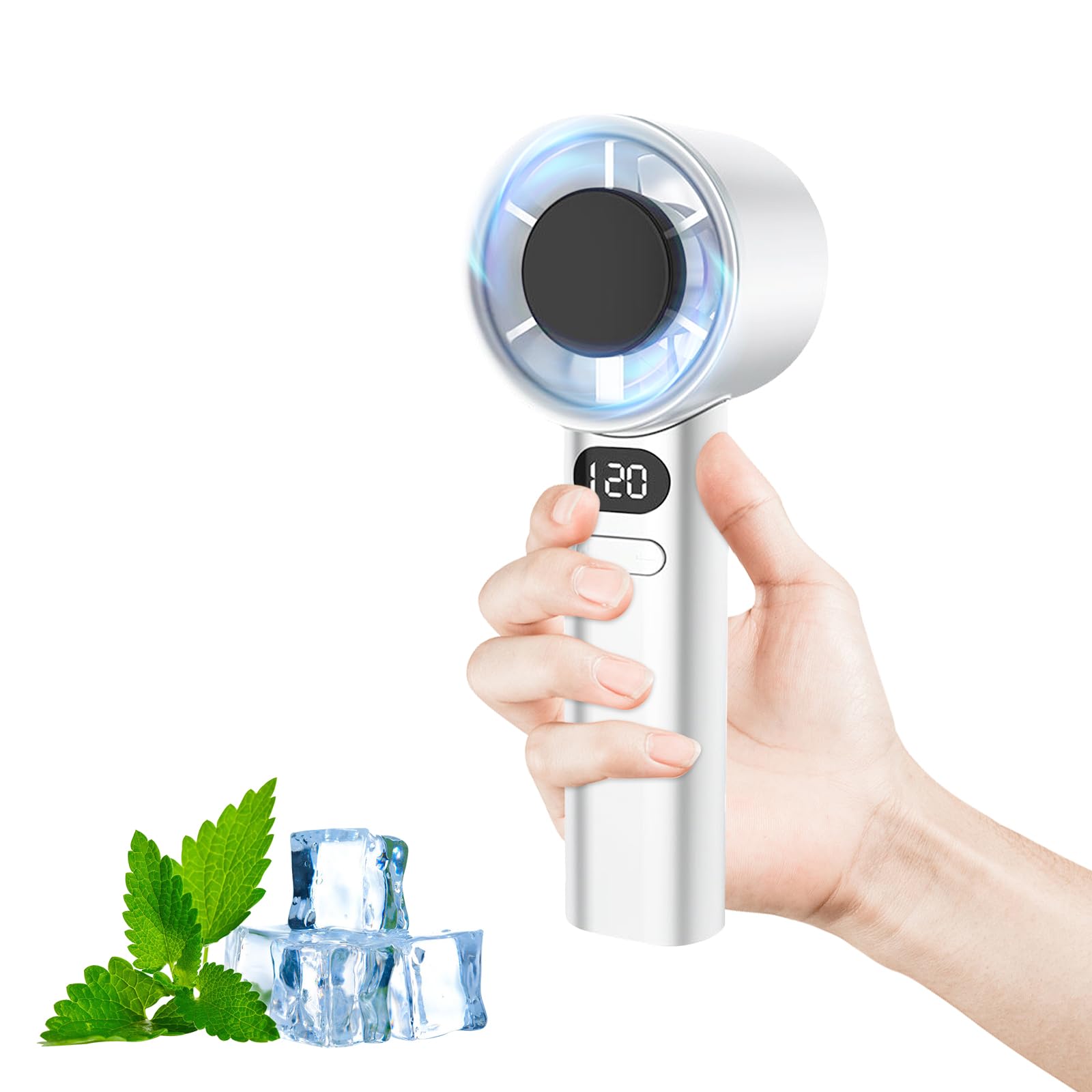 Ventilador De Mano, Mini Ventilador Portátil, Viento Superfuerte De 120 Niveles, Gran Capacidad De 1200 MAh, Batería De larga Duración, Apto Para Uso En Interiores Y Exteriores