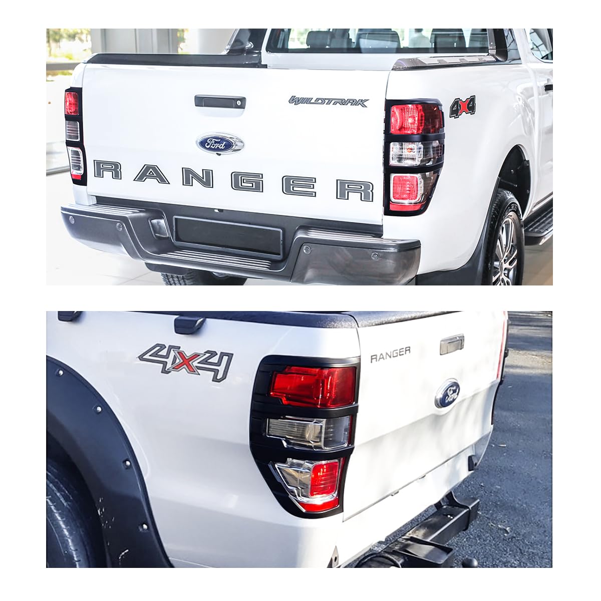 Protección de la cubierta de la luz trasera para Ford Ranger Wildtrak Raptor 2012-2022 T6 T7 T8 XL XLT Limited Tremor MK1 MK2 MK3 Negro (Cubierta de luz trasera)