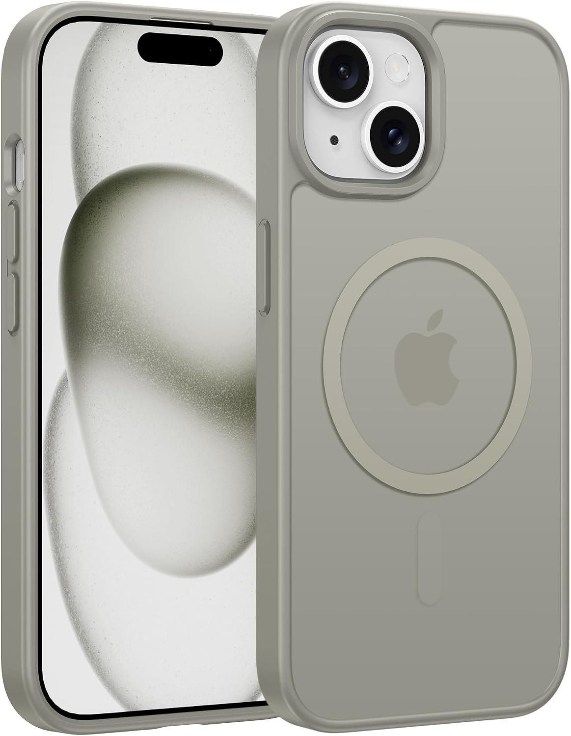 FNTCASE for iPhone 15 Case: for iPhone 14 & iPhone 13 Case | Magnetic Frosted Translucent Slim Shockproof Cell Phone Cover | Military Grade Protection Drop Proof Tough Protective Cases - Natural