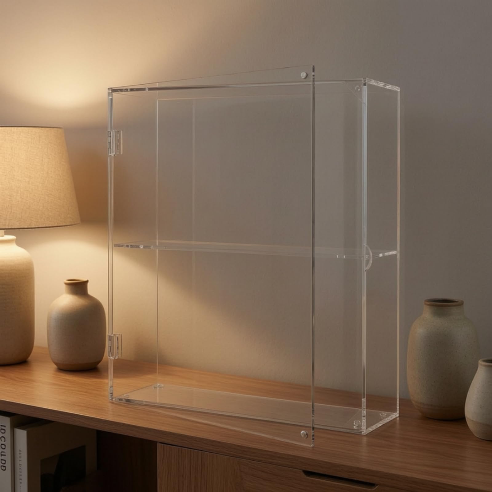 stöckige Acrylvitrine mit Tür Transparent Schaudose mit Innenboden und Griff Klappbar Acrylschaukasten für Sammler