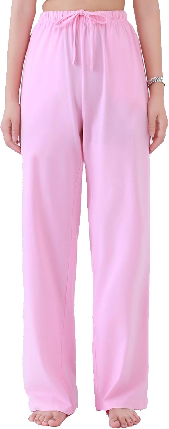Women's Soft 100% Cotton Pajama Pants with Pockets - Comfortable Lounge Sleep Pants, Breathable PJ Bottoms
