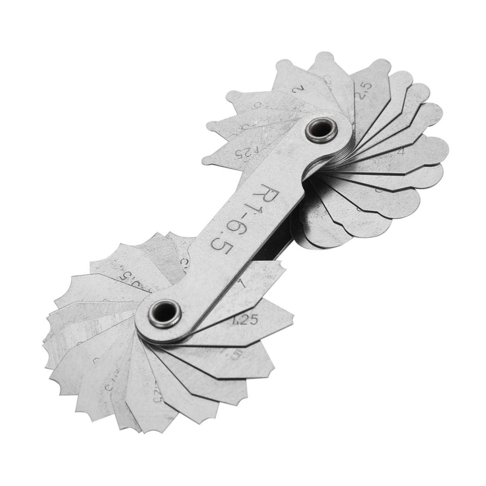 Radius Gauge Stainless Steel Radius Fillet Gauge External Internal Concave Convex Measuring Tool with Clear Marking and Rust Protection(R1-6.5MM)