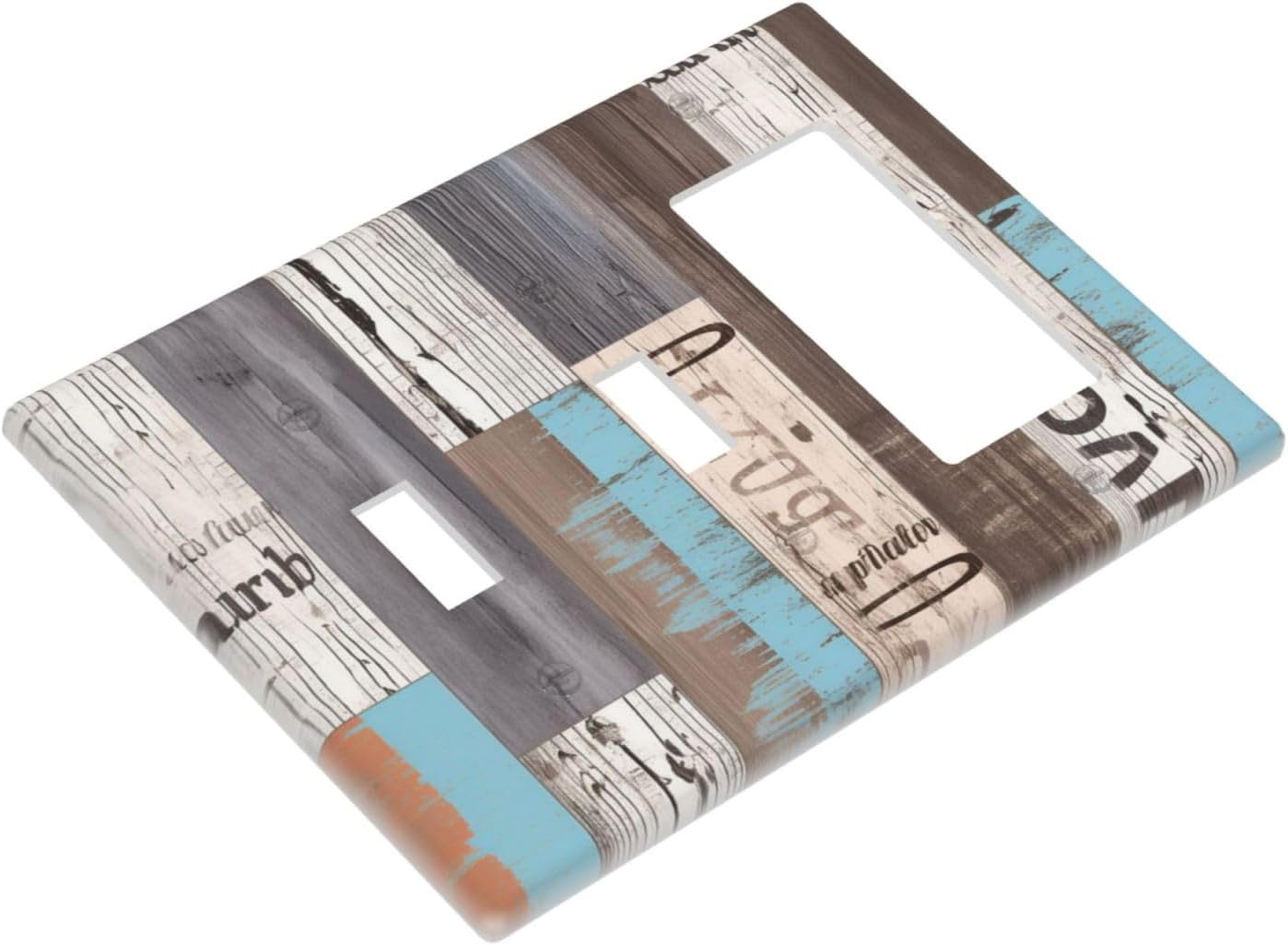 Rustic Alphabet Wood Board 3 Gang Wall Plate Electrical Receptacle Decorative Electric Outlet Covers Decorator Wall Switch Plate Receptacle Plug Covers