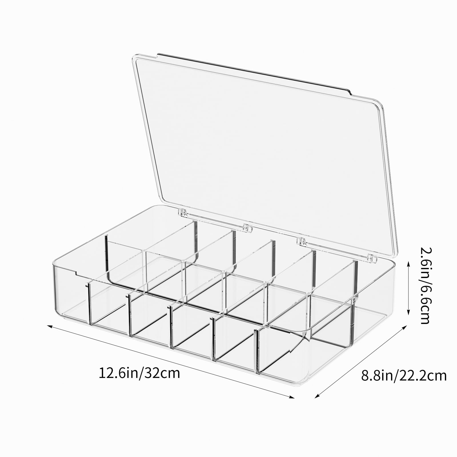 APLOP Clear Acrylic Makeup Organizer with Cover - 12 Compartments Cosmetic and Jewelry Organizer for Vanity and Desk Storage