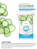 Vista 8 de Epielle Toallitas desmaquillantes de pepino, toallitas limpiadoras faciales diarias suaves, eliminan la suciedad, el aceite y el rímel impermeable