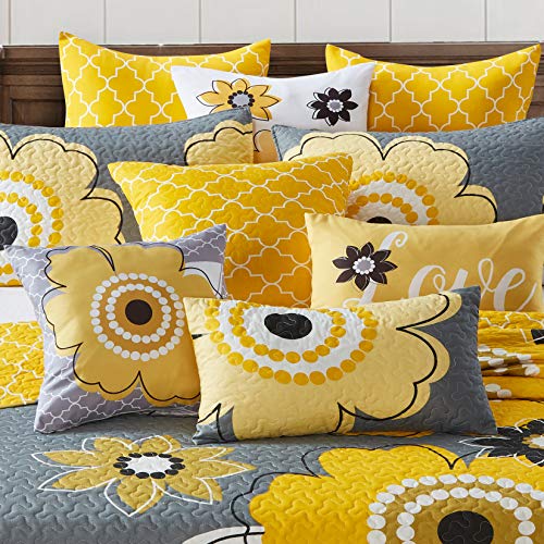Virah Bella Francesca Yellow and Gray Reversible Quilt Set #TOP16