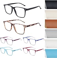 Vista 1 de COJWIS Paquete de 6 lentes de lectura con bloqueo de luz azul a la moda cuadrados para mujeres y hombres lentes cómodos