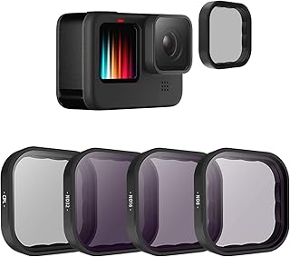 TELESIN Pacote com 4 filtros de lente CPL ND8 ND16 ND32 compatível com GoPro Hero 12 Hero 11 Hero 10 Hero 9 preto, densidade neutra e kit de filtro de lente polarizadora, protetor de lente para Go Pro 12 11 10 9 acessórios