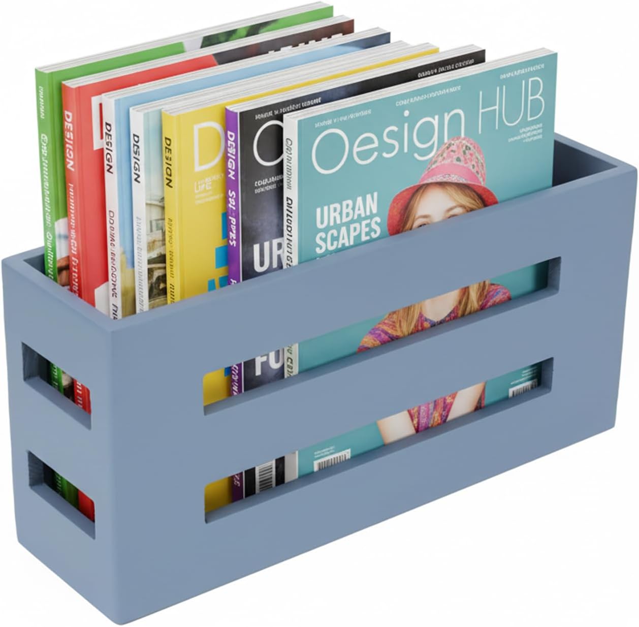 Magazine File Holder, Standing Wooden Magazine Rack, Desk Folder Organizer for Office & Bathroom-Black
