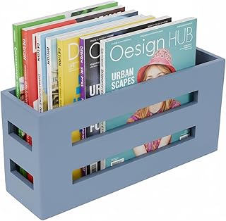 Magazine File Holder, Standing Wooden Magazine Rack, Desk Folder Organizer for Office & Bathroom-Gray