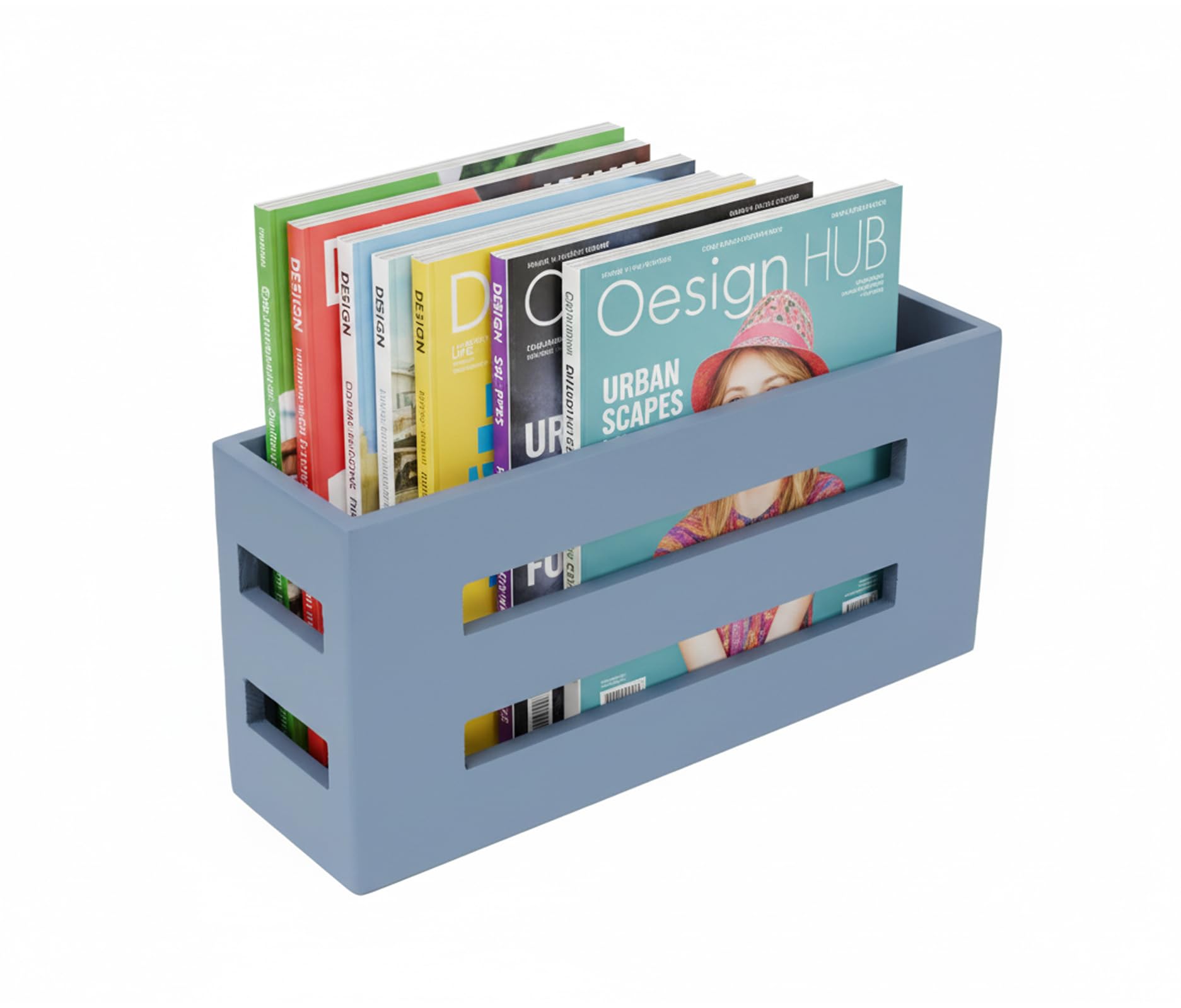 Magazine File Holder, Standing Wooden Magazine Rack, Desk Folder Organizer for Office & Bathroom-Gray