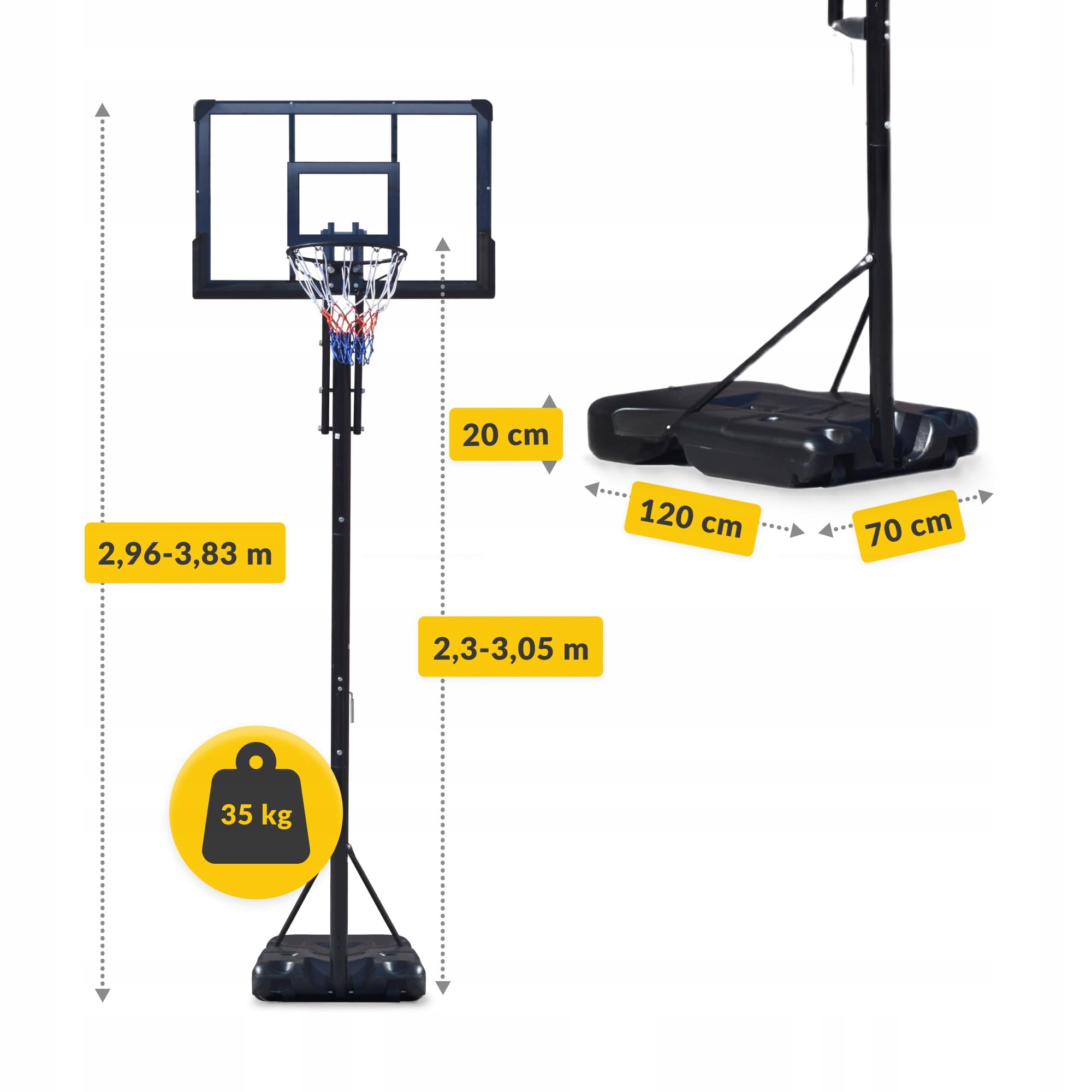 KOSZ DO GRY KOSZYKÓWKA OGRODOWY REGULOWANY STABILNY PEŁNOWYMIAROWY DUNKER