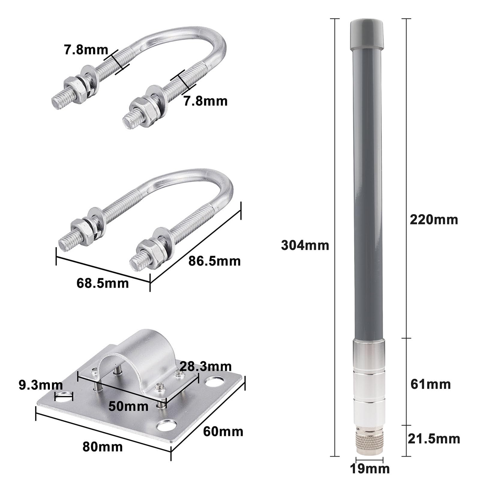 Antenne Omni en fibre de verre WiFi 2,4 GHz 5 dBi 3 m YMR240 câble