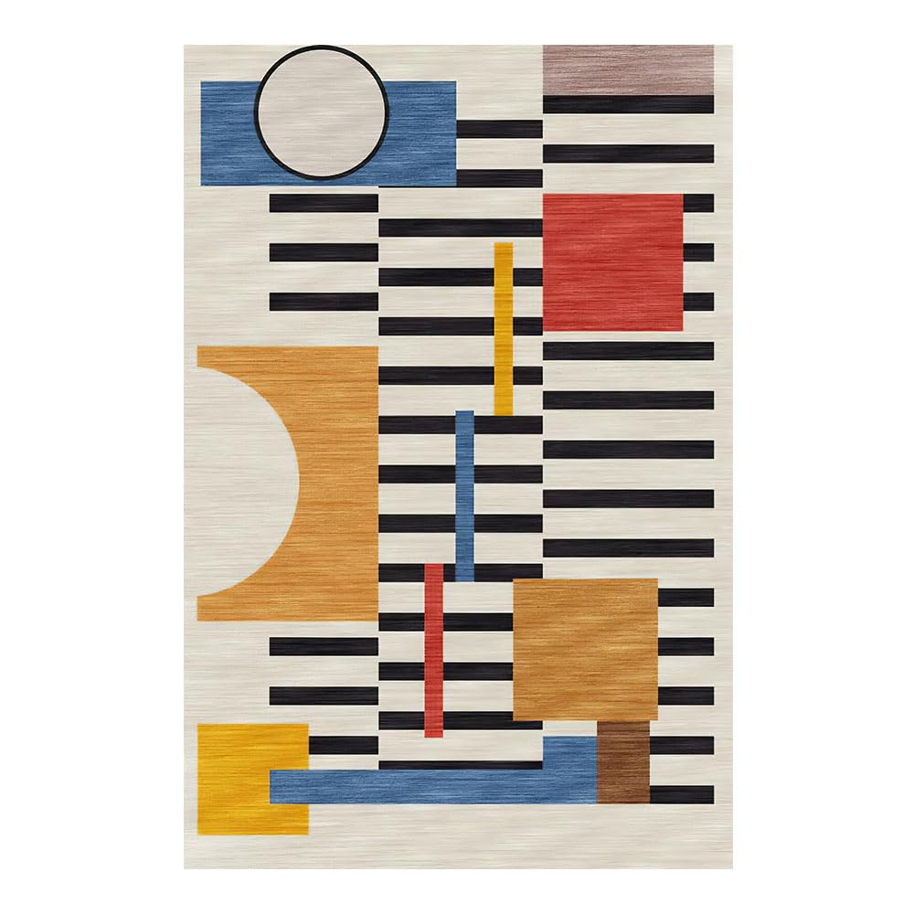 Dywanik o wymiarach 1,6 x 2 m, duży dywan, 160 x 200 cm, zmywalny, do salonu, estetyczny, akcesoria do sypialni, dywan, nowoczesny, geometryczny, niebieski