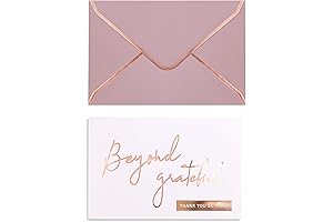 Rose Gold Grateful Thank You Note Cards with Envelopes Set