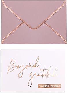 Winoo Design Rose Gold Beyond Grateful Thank You Cards with Envelopes - 36 PK - 4x6 Inches Bridal Shower Thank You Cards Baby Shower Baby Girl Thank You Notes for Wedding Birthday