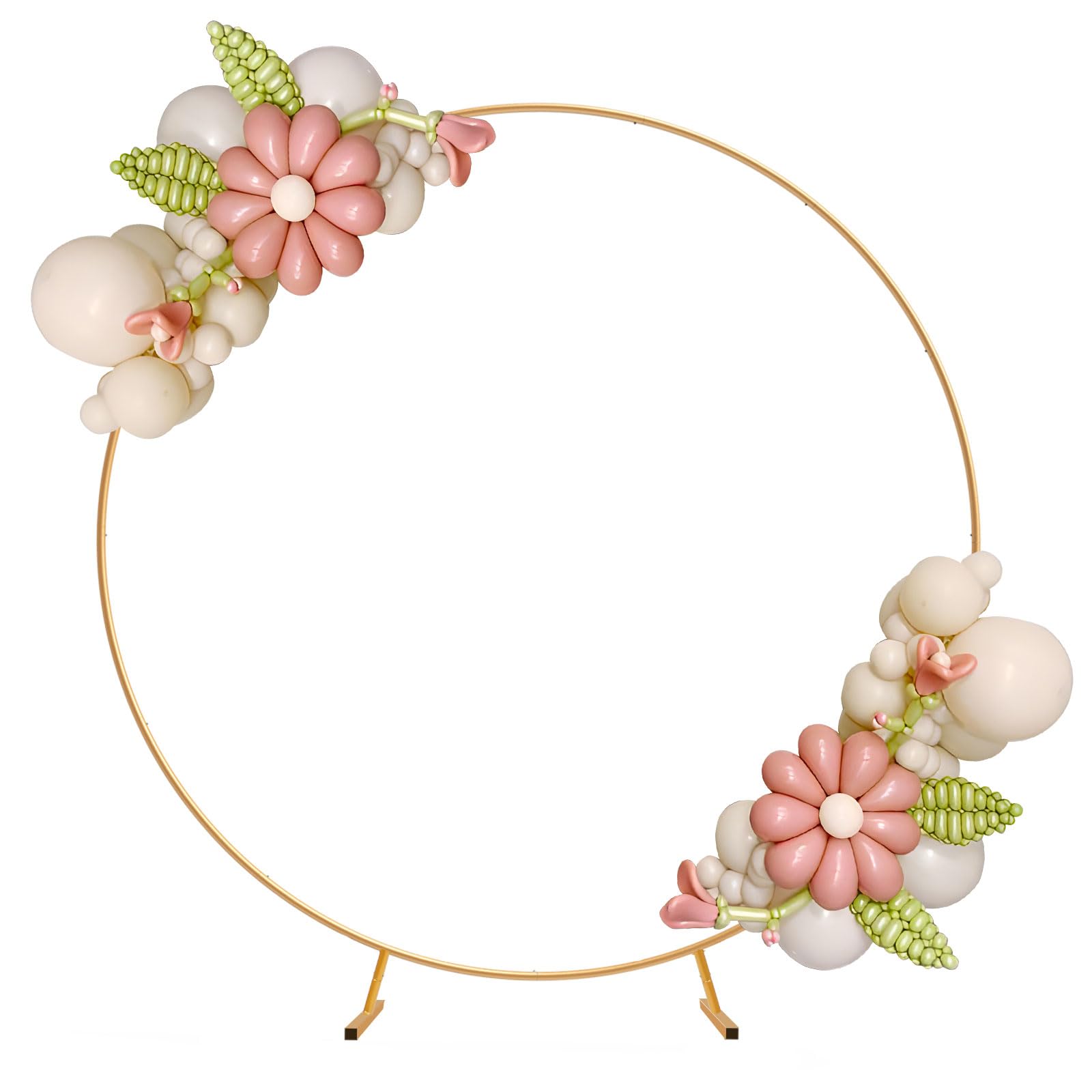 Metal Round Backdrop Stand Balloon Arch Kit - 6.56ft(2m) Golden Circle Backdrop Stand for Birthday Party Wedding Graduation Photo Background Garden Plants Climbing Vines Decoration