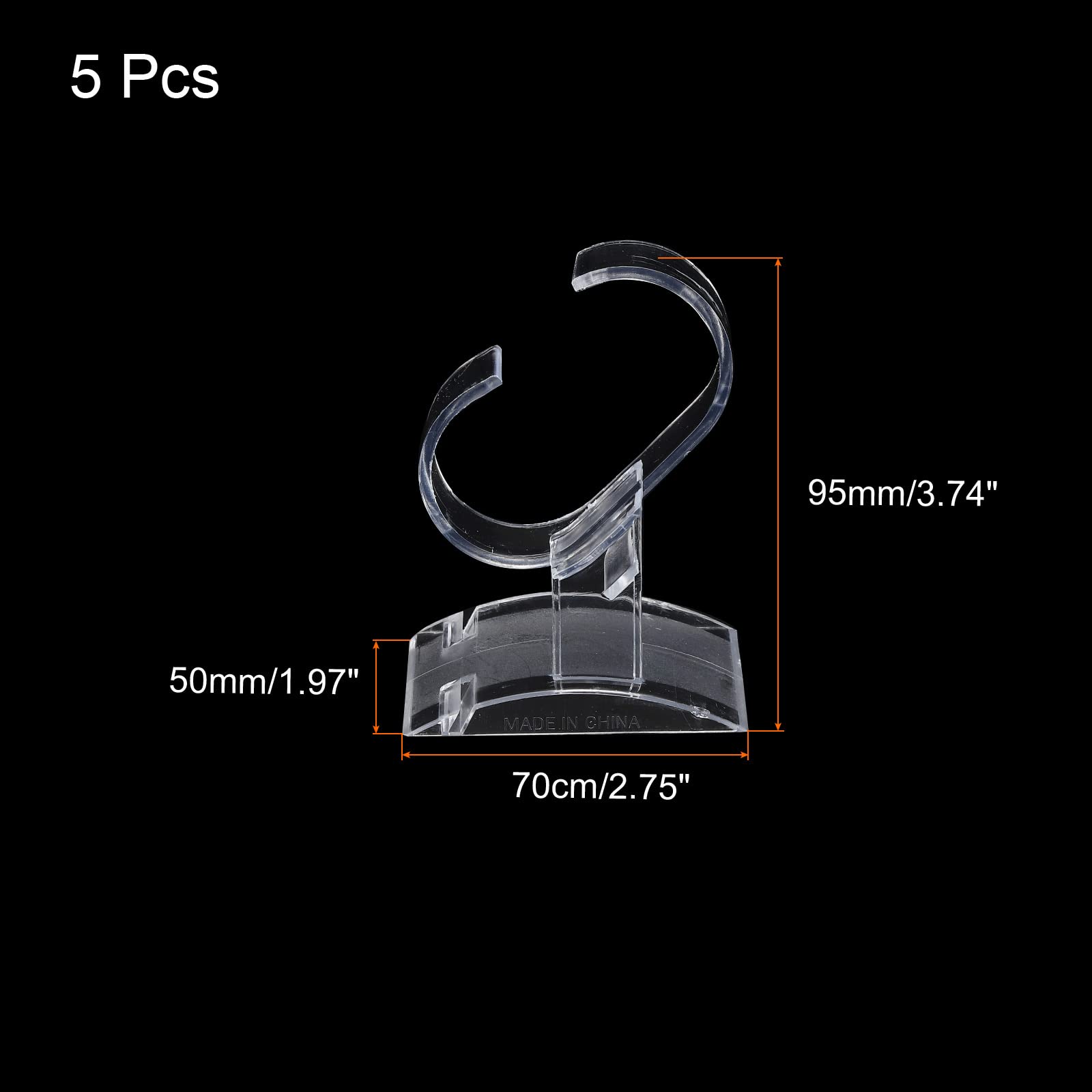 PATIKIL Watch Display Stand, C Shape Single Watch Bracelet Display Rack Transparent Watch Holder 70x50mm Pack of 5