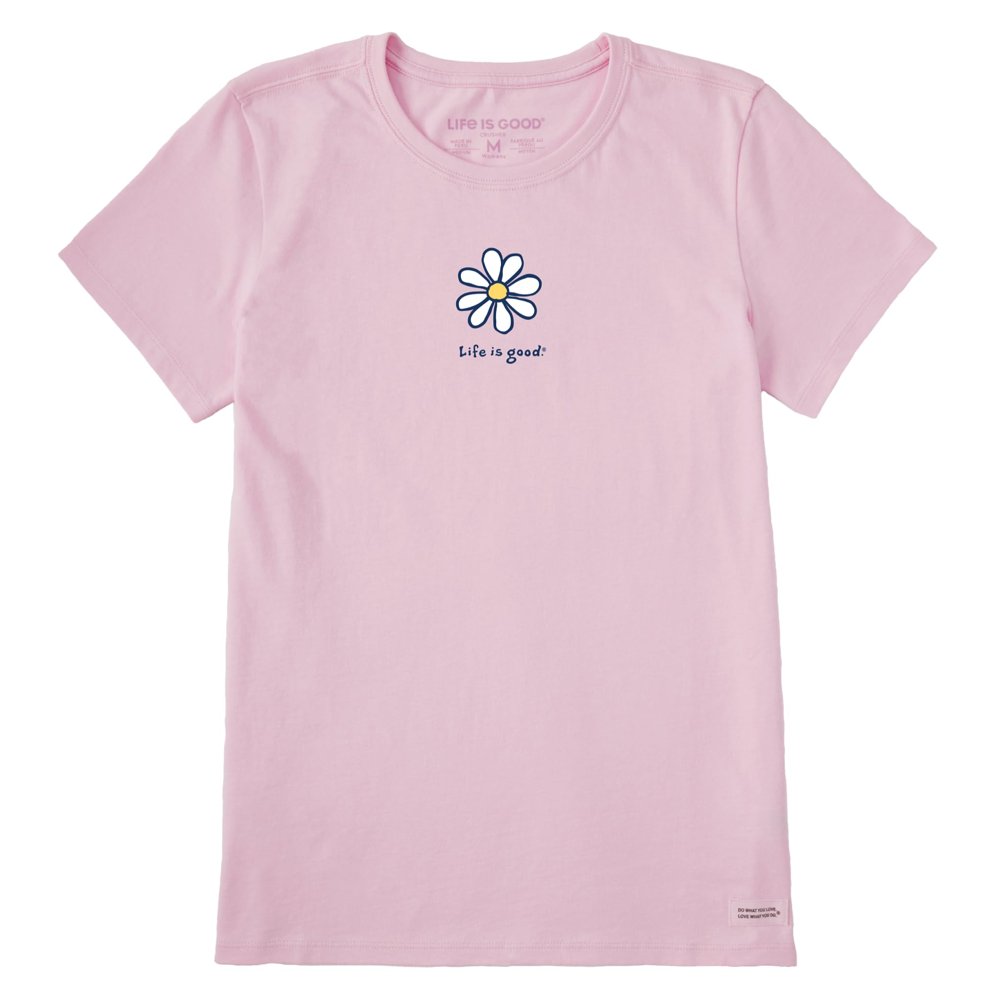 Life is Good Women's Crusher Tee Lig Daisy, Seashell Pink, L