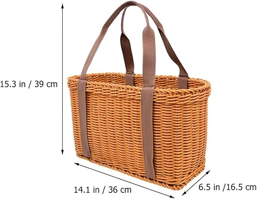 Miniatura 6 de Cestas de mimbre, cesta de picnic tejida de paja con tapa de asa, cestas para reuniones vacías, cestas de picnic para el hogar al aire libre cestas