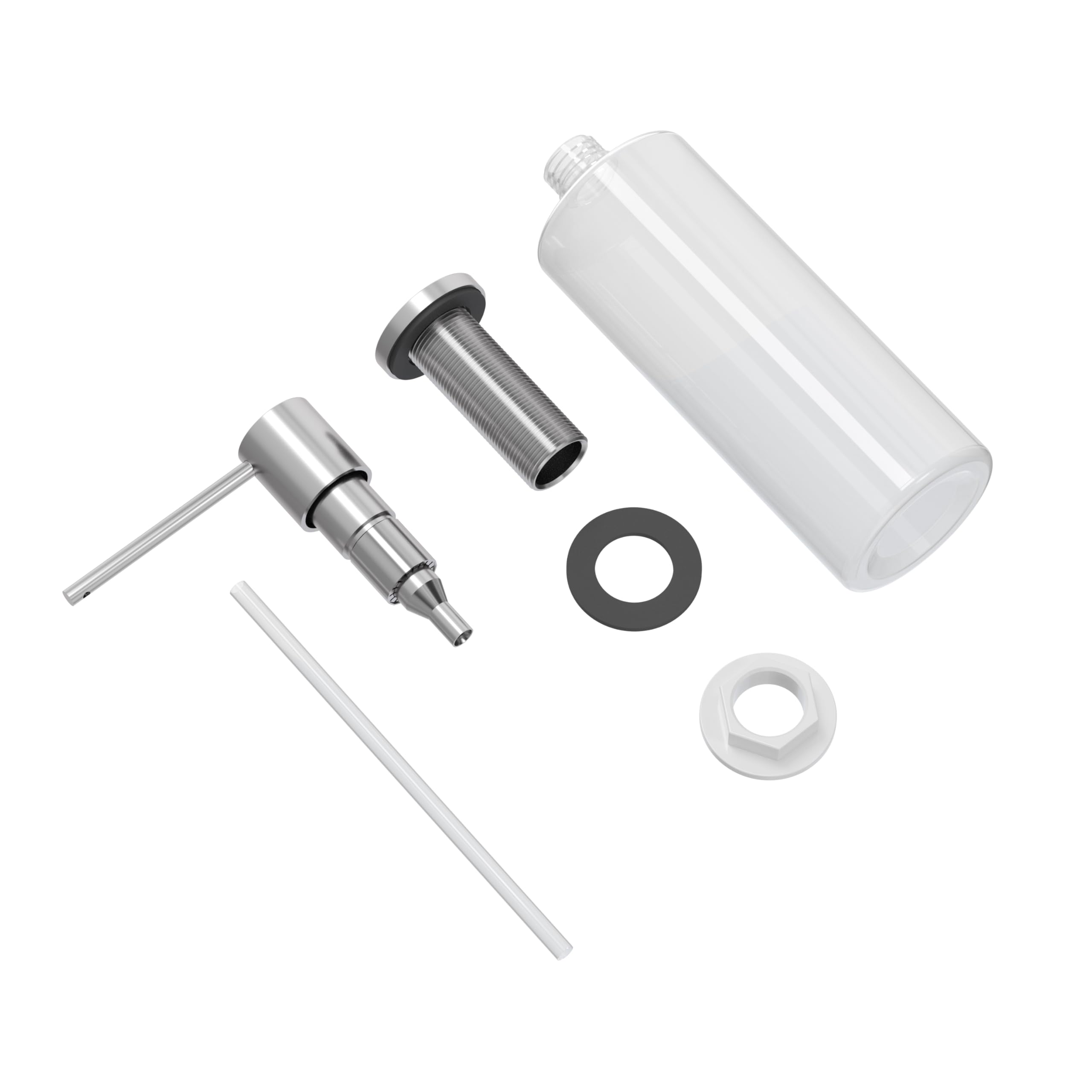 QUADRON Distributore di sapone LORI SteelQ da incasso, dispenser di liquido per lavastoviglie, acciaio, dispenser di sapone per lavello con bottiglia da 500ML, acciaio inox