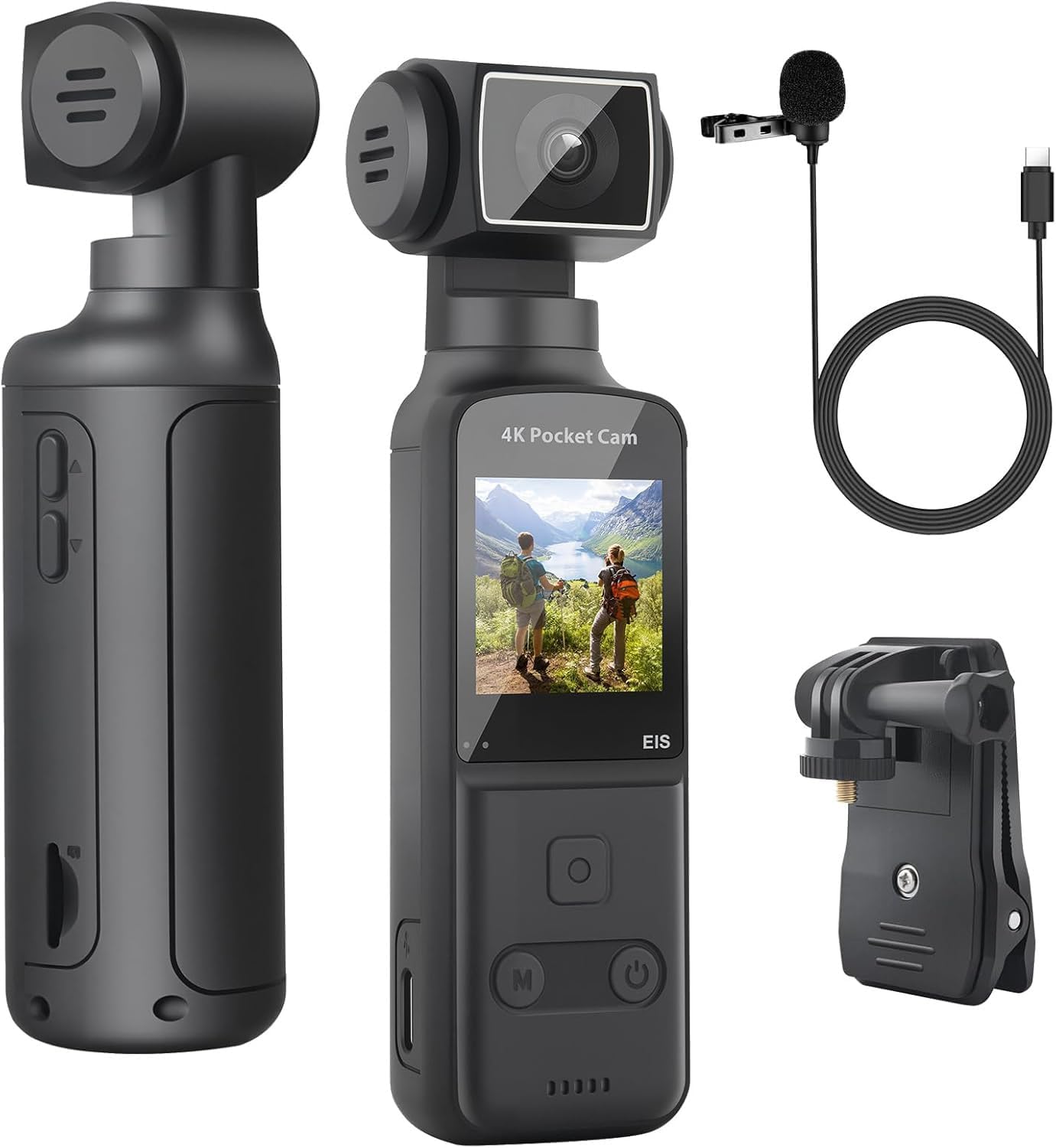 4K Body Camera with External Microphone, Mini Video & Audio Pocket Cam 270° Rotation Camera for Outdoor Sport, Bike, Travel, Police Law Enforcement, Personal Civilians