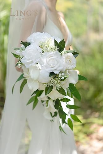 Miniatura 4 de Ling's Moment Juego de cajas de tallos artificiales, 86 piezas con 6 tipos de púas de vegetación sintética para ramos de novia, bodas, arreglos