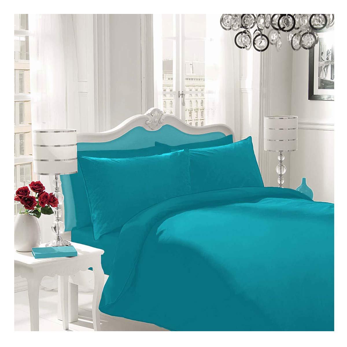 Gaveno Cavailia Luxury Brushed 100% Cotton Plain Dyed Flannel Duvet Set, [ Super King - Red ]