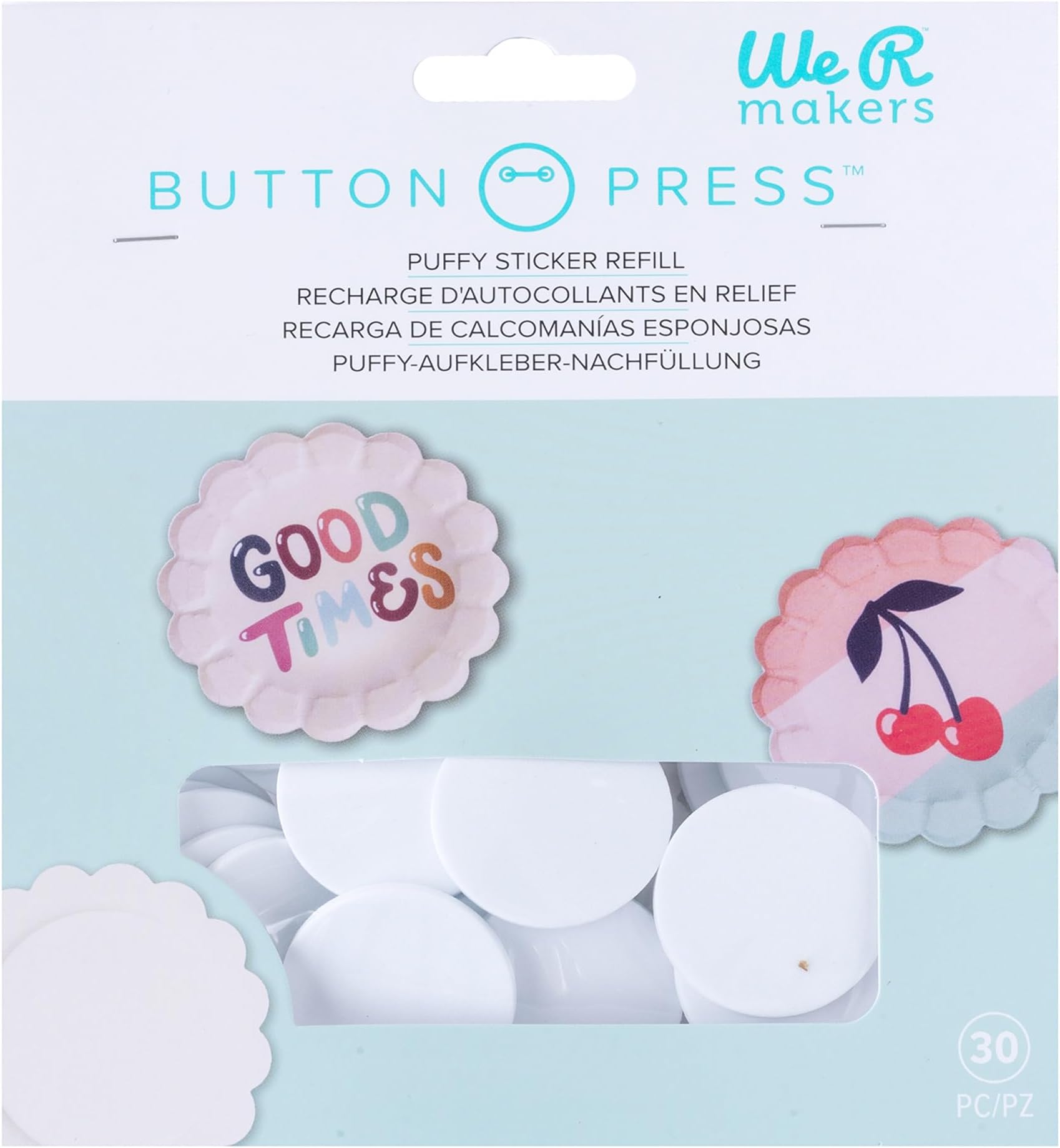 We R Button Press Puffy Sticker Refill Pack 30/Pkg-Puffy Stck