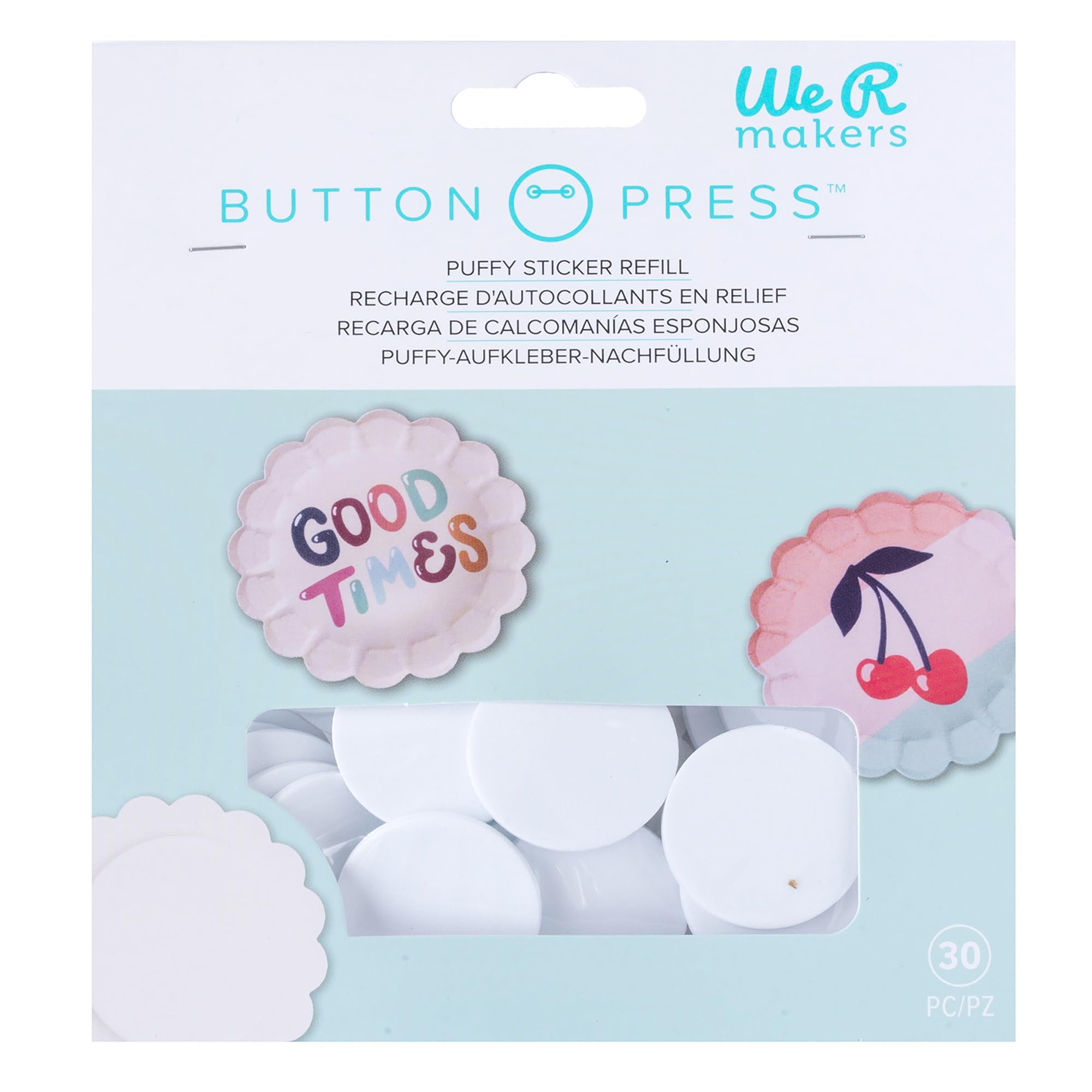 We R Button Press Puffy Sticker Refill Pack 30/Pkg-Puffy Stck