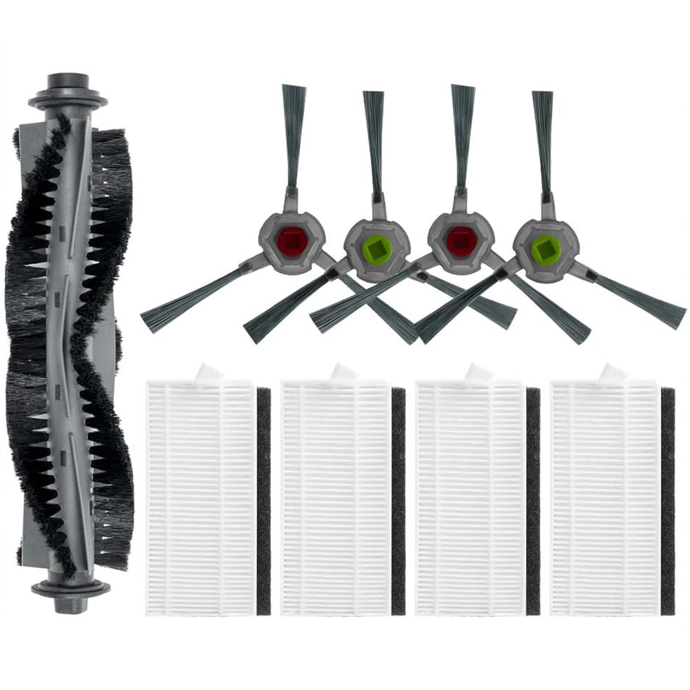9 Pcs Main Side Brush Kit for for ROBO for P20 Robot Vacuum Cleaner, 1 Main Roller Brush, 4 HEPA, 4 Side Brushes