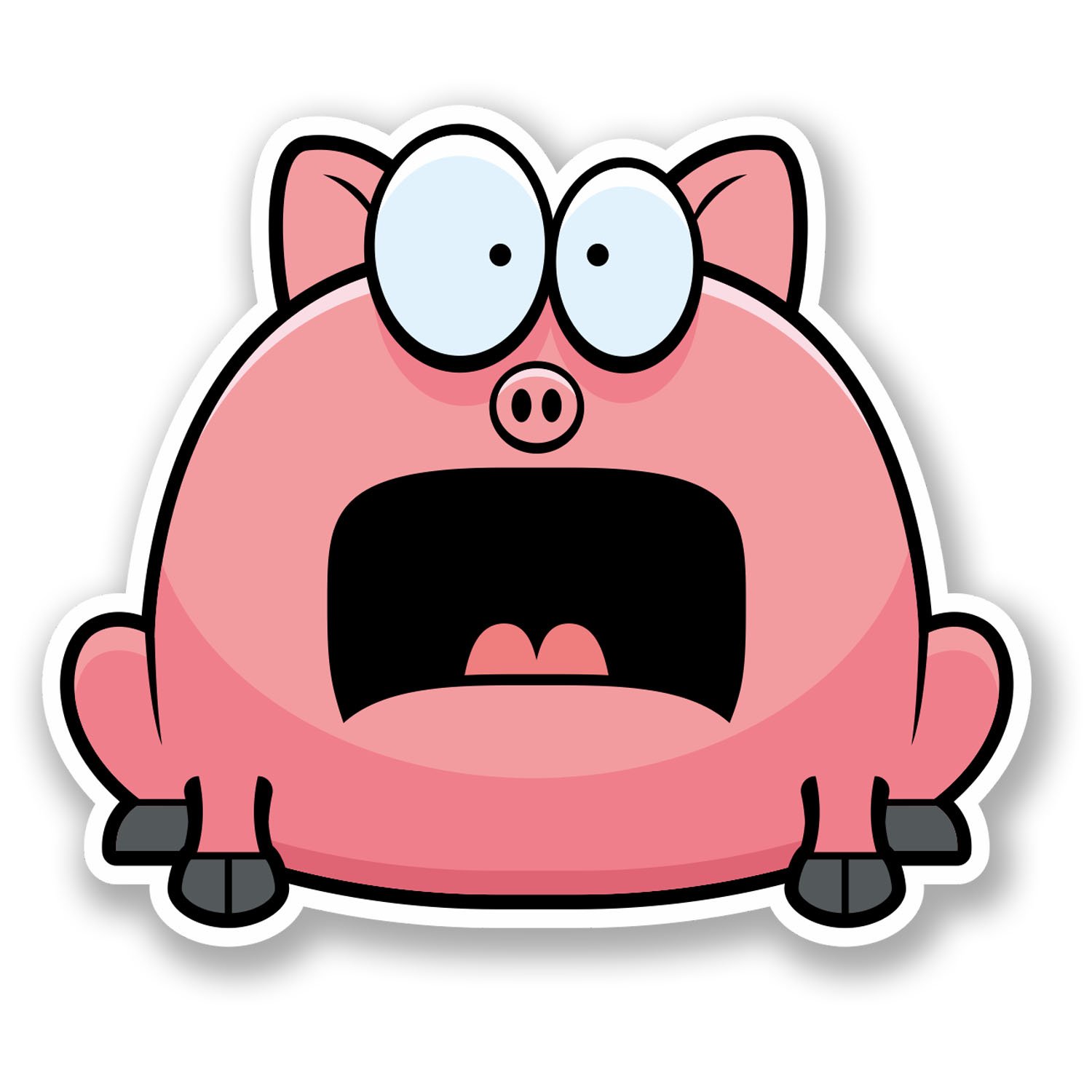 2 x 10cm Shocked Pig Vinyl Decal Sticker Car Bike Helmet Roller Derby Kids #5804 (10cm Wide x 8.5cm Tall)