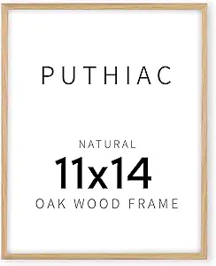 11x14 Oak Wood Picture Frame - Minimalist 11x14 Poster Frame, 11"x14" Frame Wood, Natural Solid Wooden Picture Frames for Wall Art Photo and Prints(1 Pack, Beige)
