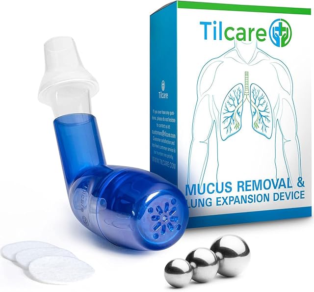 Mucus Relief Cleanser & Lung Expansion Device by Tilcare - Breathing Exerciser for Better Fitness & Sleep - Perfect Treatment Aid for COPD, Asthma, Bronchitis & Cystic Fibrosis - OPEP Flutter Machine