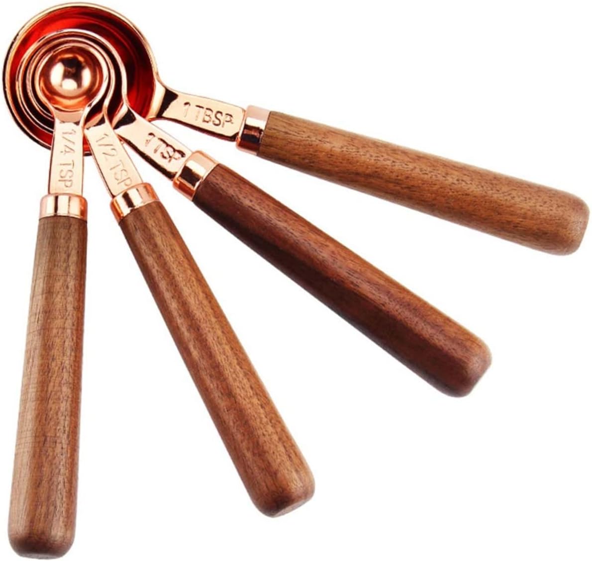 Garneck Complete Measuring Cup Spoon Set 250ml to 1.25ml Graduated Sizes Rose Gold Stainless Steel for Baking Cooking