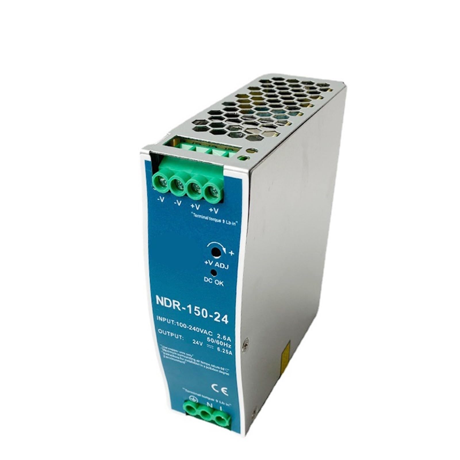 NDR-150-24 Zasilacz z przełącznikiem typu montowanego na szynie DIN Slim 24V 150W Instalacja Pojedyncze wyjście AC/DC (NDR-150-24V)