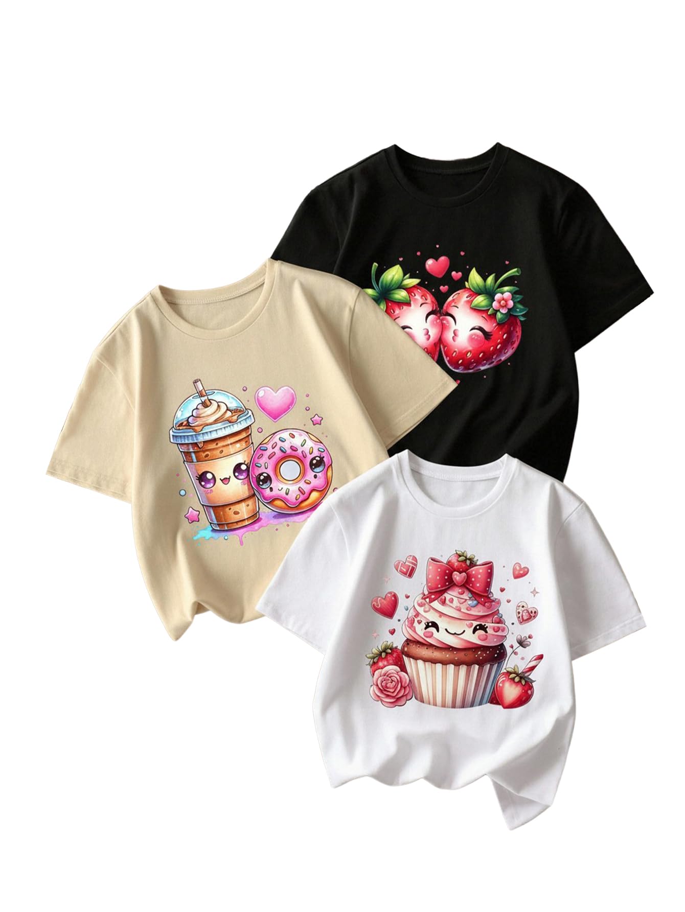 RoseSeek Girl's Graphic Tees Crewneck Summer T Shirt Tops Cute Clothes