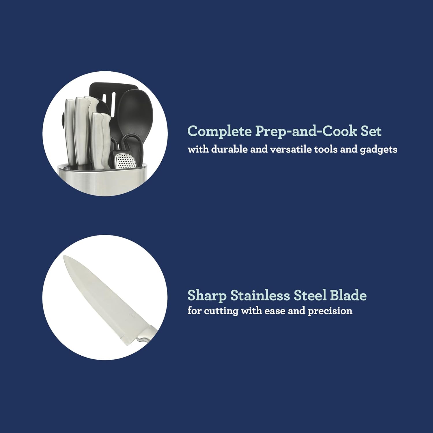 Oster Baldwyn 12 Piece Stainless Steel and Nylon Kitchen Tool and Cutlery Set