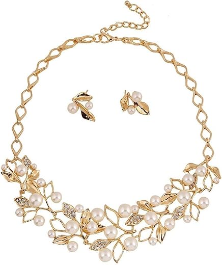 Shining Diva Fashion 18k Gold &amp; Silver Plated Pearl Jewellery Set | Latest Stylish Design Fancy Traditional Jewellery | Tr