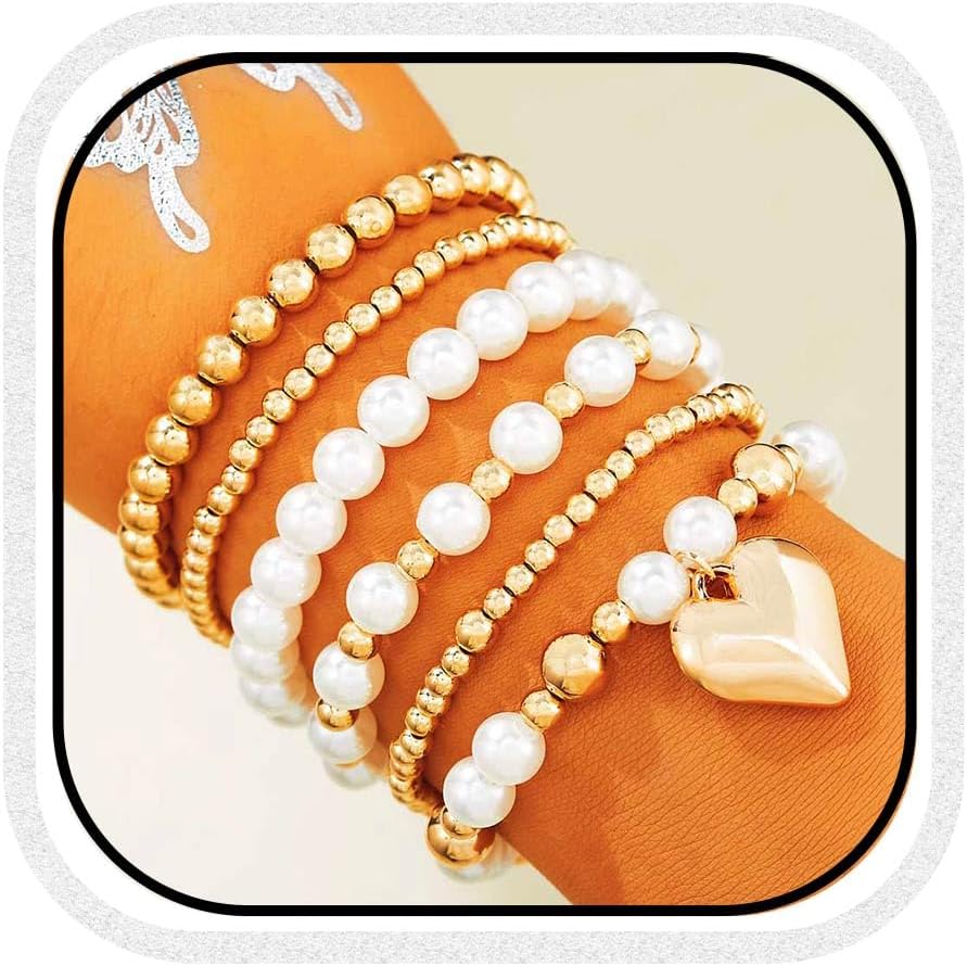 Latious Easter Stretch Bracelets Colorful Stackable Clay Beads Bracelet Bunny Egg Pendant Bracelets Set for Women