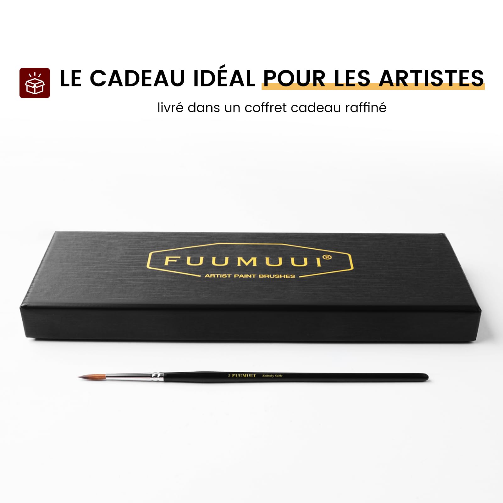 Ensemble de Pinceaux d'artiste Kolinsky Natural Professional - 5 Pinceau Fins dans Les Tailles 5/0, 2/0, 0, 1, 3 pour Aquarelle, Acrylique, Figurines, Miniature, Modélisme, Maquette | Fait Main
