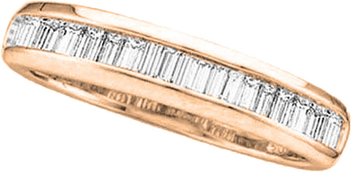 Dazzlingrock Collection 0.13 Ctw 10K Real Solid Gold Baguette White Natural Diamond Women Anniversary Wedding Band Stackable Ring