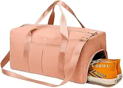 Bolsa Mala de Viagem Super Grande 40L – Poliéster Resistente, 5 Compartimentos com Zíper, Bolso Impermeável, Alças Removíveis, Transversal Unissex (Rosa)