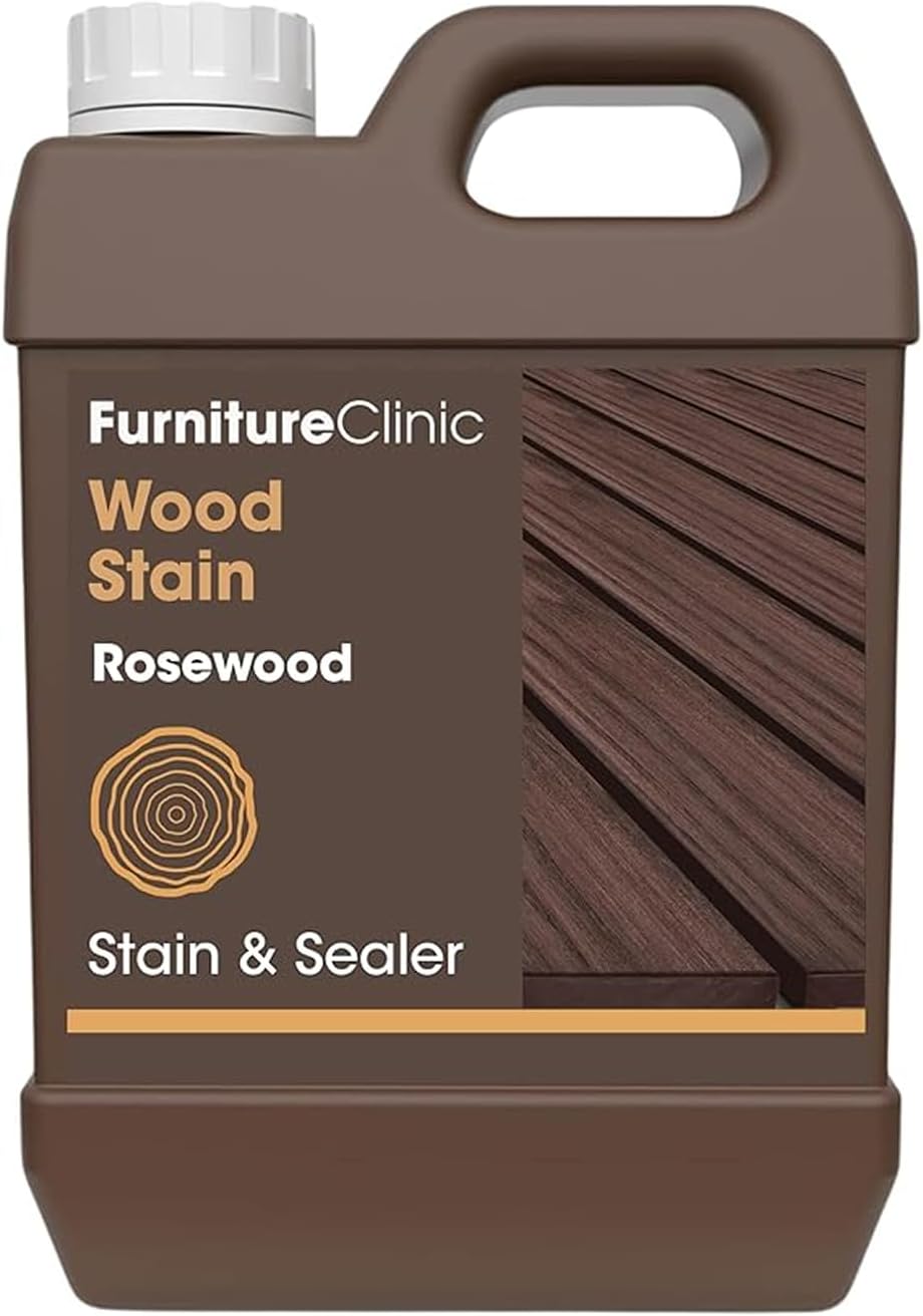 Furniture Clinic Wood Stain | Water Based | Fast Drying, Low Odor, & Non-Toxic | Multiple Finishes | for Indoor & Outdoor Furniture and More | Rosewood (85 Fl Oz / 2500ml)